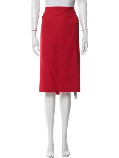 Pre-owned Escada Virgin Wool Knee-length Skirt W/ Tags In Red