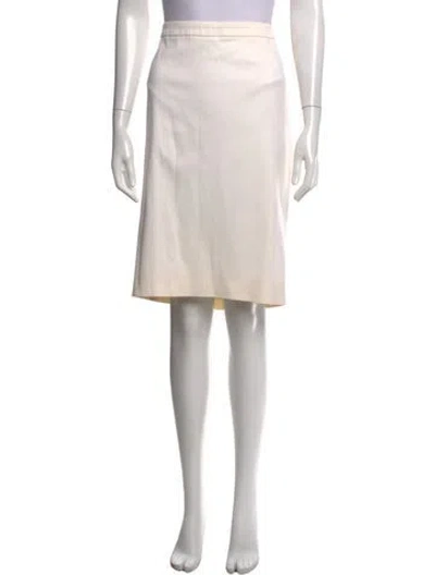Pre-owned Escada Virgin Wool Knee-length Skirt In White