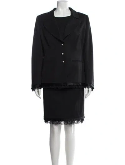 Pre-owned Escada Virgin Wool Lace Pattern Dress Set In Black