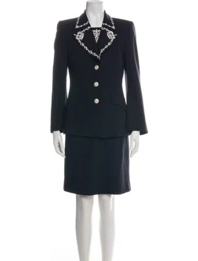 Pre-owned Escada Virgin Wool Lace Pattern Dress Set In Green
