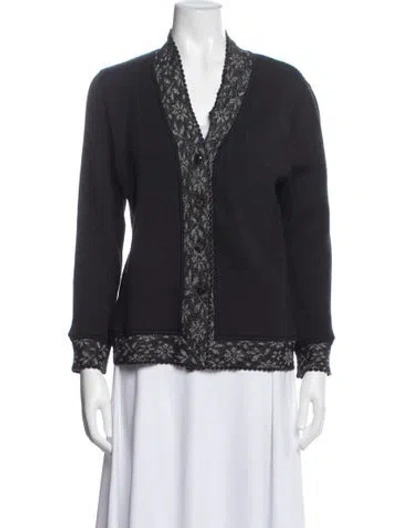 Pre-owned Escada Virgin Wool Lace Pattern Sweater In Blue