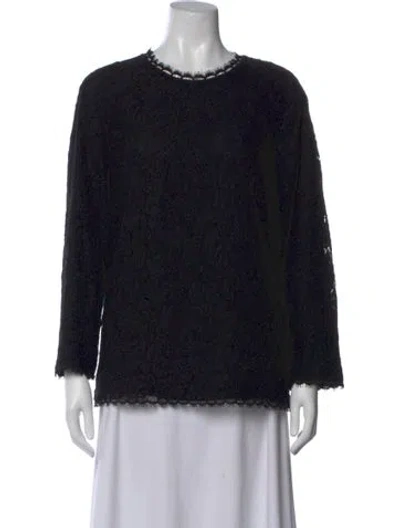 Pre-owned Escada Virgin Wool Lace Pattern Top In Blue
