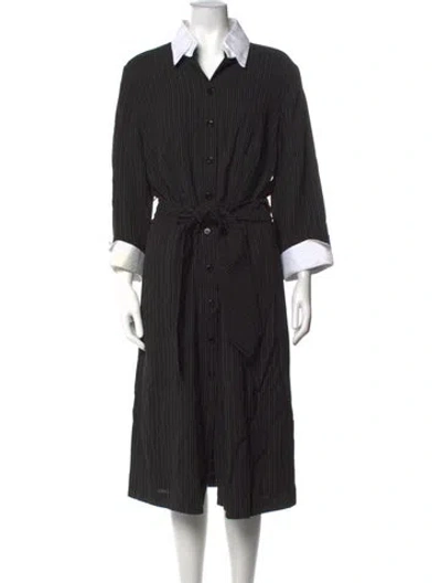 Pre-owned Escada Virgin Wool Long Dress In Black