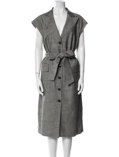 Pre-owned Escada Virgin Wool Long Dress In Gray