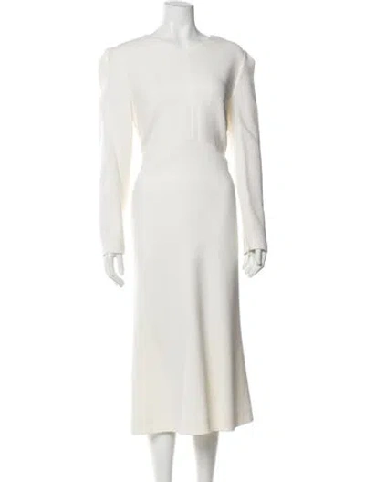Pre-owned Escada Virgin Wool Long Dress In Neutral