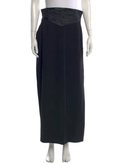 Pre-owned Escada Virgin Wool Long Skirt In Black