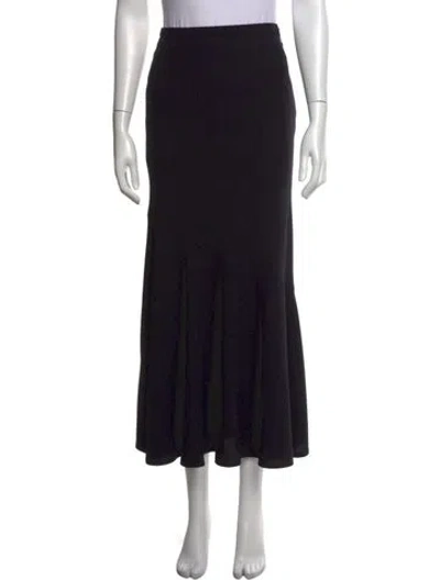 Pre-owned Escada Virgin Wool Long Skirt In Black
