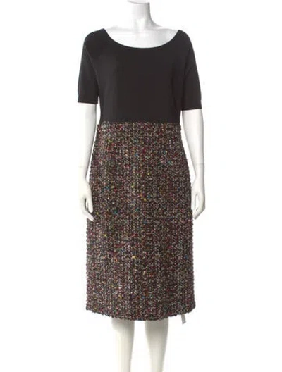 Pre-owned Escada Virgin Wool Midi Length Dress In Black