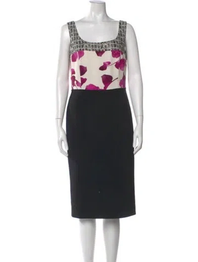 Pre-owned Escada Virgin Wool Midi Length Dress In Black