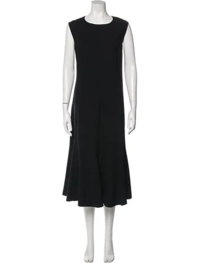 Pre-owned Escada Virgin Wool Midi Length Dress In Black