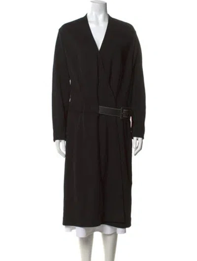 Pre-owned Escada Virgin Wool Midi Length Dress In Black