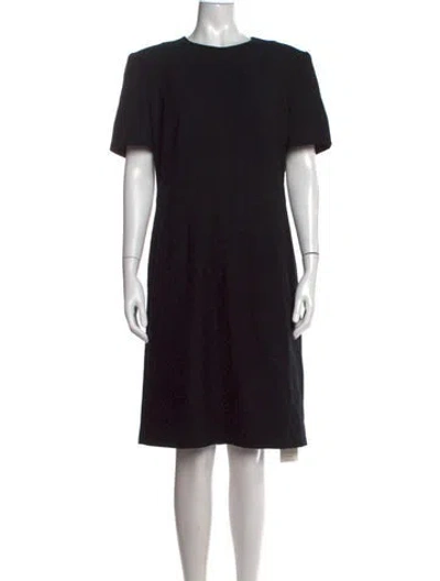 Pre-owned Escada Virgin Wool Midi Length Dress In Black