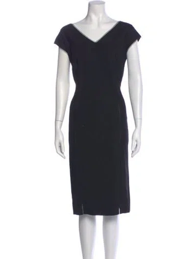Pre-owned Escada Virgin Wool Midi Length Dress In Blue