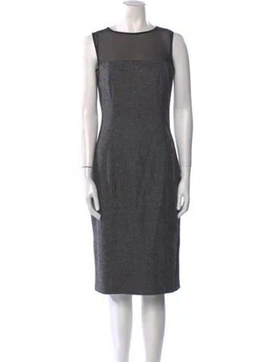 Pre-owned Escada Virgin Wool Midi Length Dress In Gray
