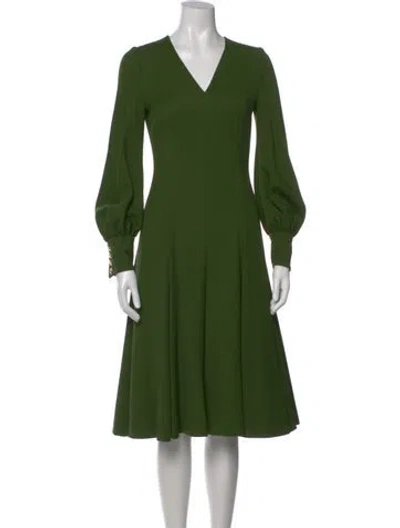 Pre-owned Escada Virgin Wool Midi Length Dress In Green