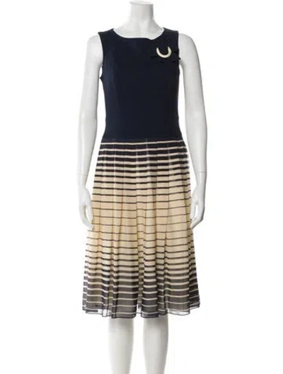 Pre-owned Escada Virgin Wool Midi Length Dress In Multi