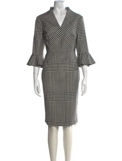 Pre-owned Escada Virgin Wool Midi Length Dress In Multi