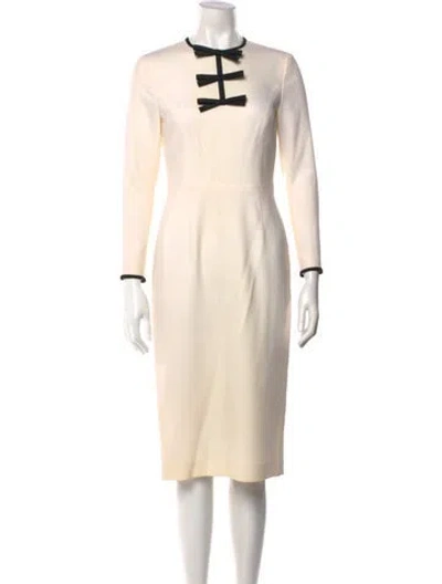 Pre-owned Escada Virgin Wool Midi Length Dress In Neutral