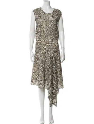 Pre-owned Escada Virgin Wool Midi Length Dress In Neutral