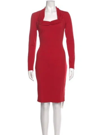 Pre-owned Escada Virgin Wool Midi Length Dress In Pink