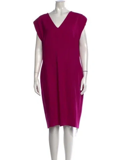 Pre-owned Escada Virgin Wool Midi Length Dress In Purple