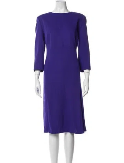 Pre-owned Escada Virgin Wool Midi Length Dress In Purple