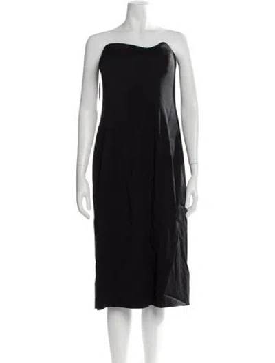 Pre-owned Escada Virgin Wool Midi Length Dress W/ Tags In Black