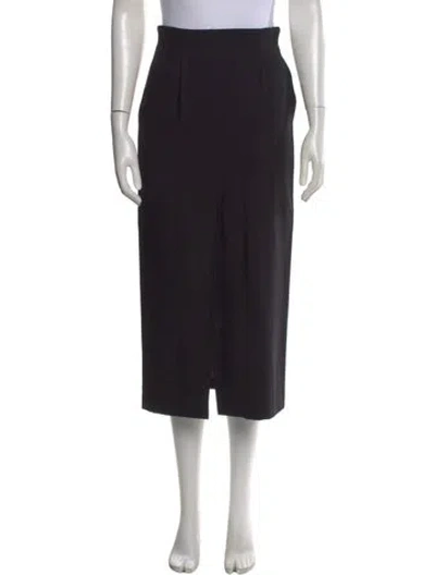 Pre-owned Escada Virgin Wool Midi Length Skirt In Black