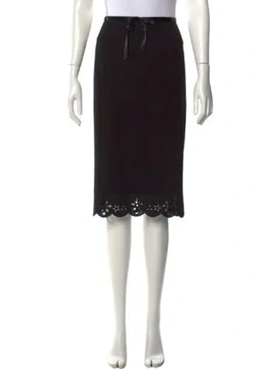 Pre-owned Escada Virgin Wool Midi Length Skirt In Black