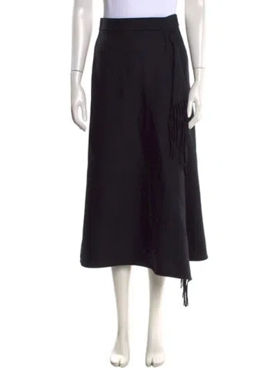Pre-owned Escada Virgin Wool Midi Length Skirt In Black