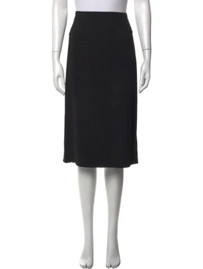 Pre-owned Escada Virgin Wool Midi Length Skirt In Black