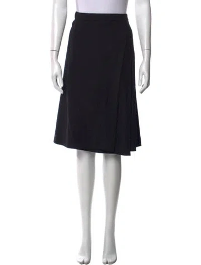 Pre-owned Escada Virgin Wool Midi Length Skirt In Black