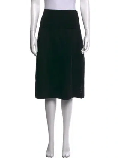 Pre-owned Escada Virgin Wool Midi Length Skirt In Black