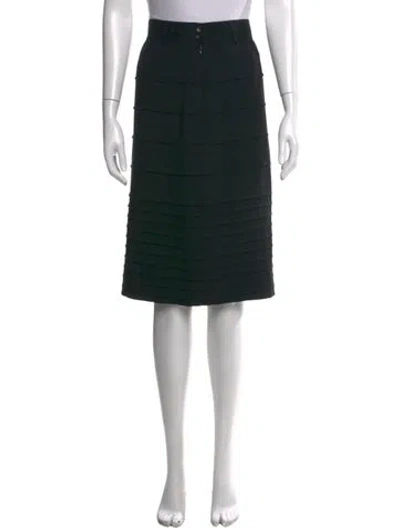 Pre-owned Escada Virgin Wool Midi Length Skirt In Black