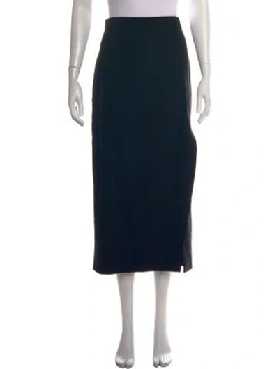 Pre-owned Escada Virgin Wool Midi Length Skirt In Black