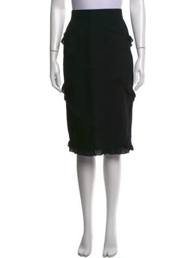 Pre-owned Escada Virgin Wool Midi Length Skirt In Black