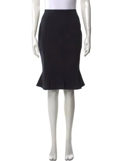 Pre-owned Escada Virgin Wool Midi Length Skirt In Black