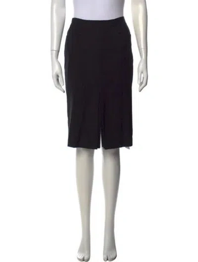 Pre-owned Escada Virgin Wool Midi Length Skirt In Black
