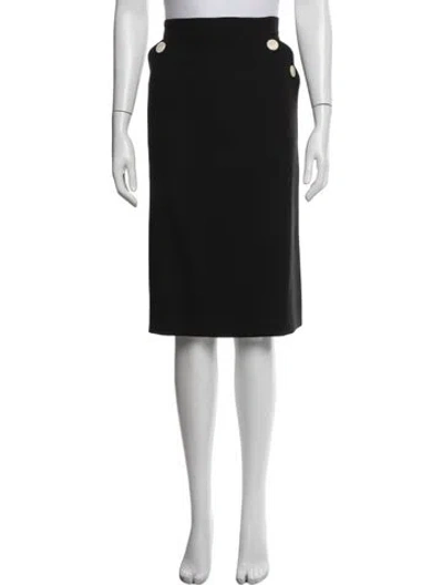 Pre-owned Escada Virgin Wool Midi Length Skirt In Black