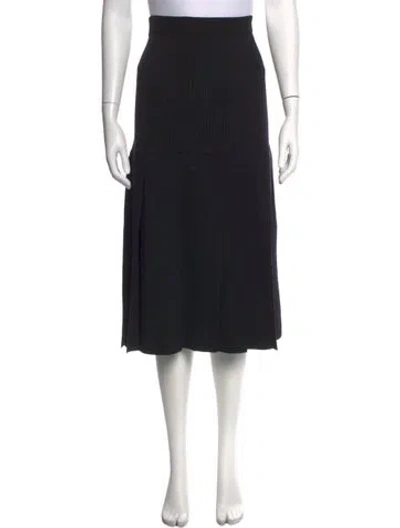 Pre-owned Escada Virgin Wool Midi Length Skirt In Black