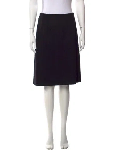 Pre-owned Escada Virgin Wool Midi Length Skirt In Black