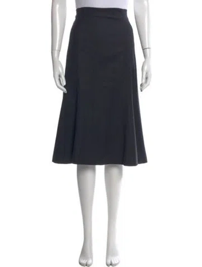 Pre-owned Escada Virgin Wool Midi Length Skirt In Blue