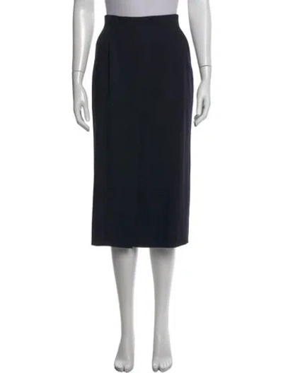 Pre-owned Escada Virgin Wool Midi Length Skirt In Blue