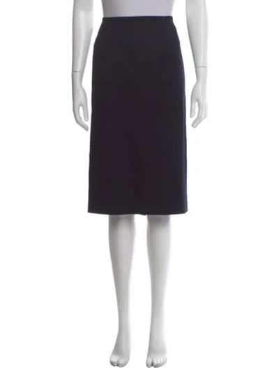 Pre-owned Escada Virgin Wool Midi Length Skirt In Blue