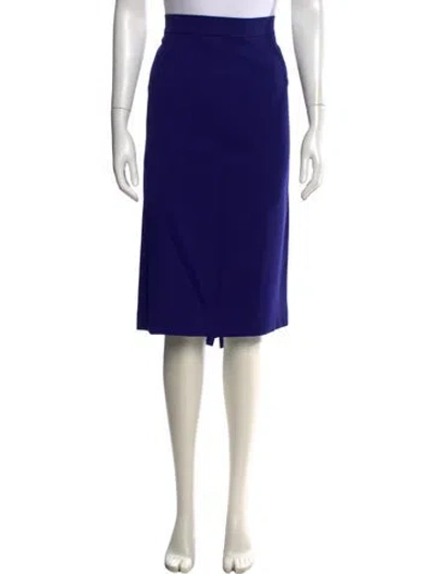 Pre-owned Escada Virgin Wool Midi Length Skirt In Blue