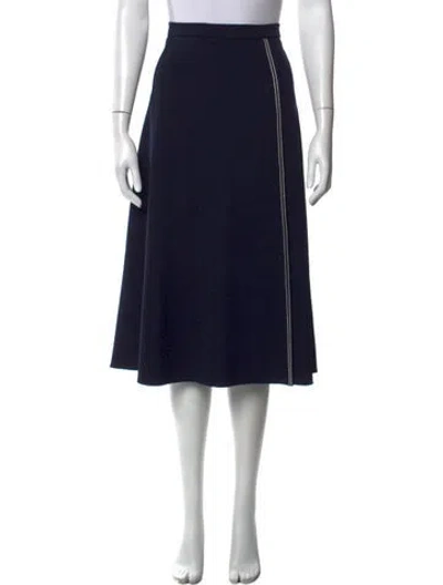 Pre-owned Escada Virgin Wool Midi Length Skirt In Blue