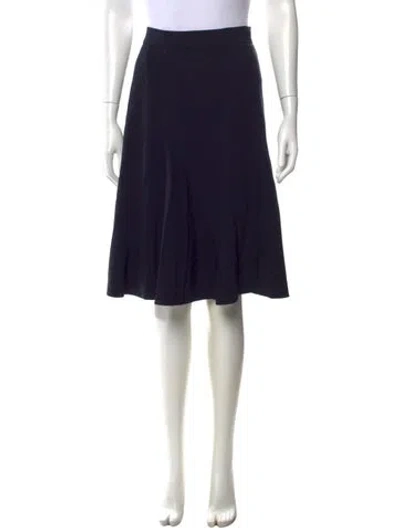 Pre-owned Escada Virgin Wool Midi Length Skirt In Blue