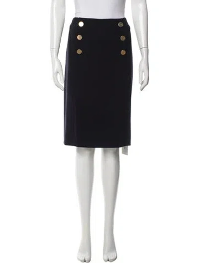 Pre-owned Escada Virgin Wool Midi Length Skirt In Blue