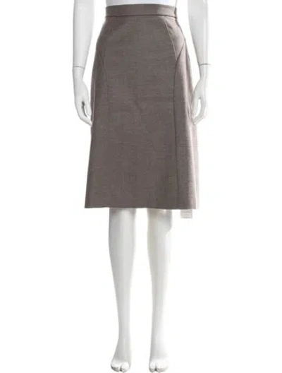 Pre-owned Escada Virgin Wool Midi Length Skirt In Brown