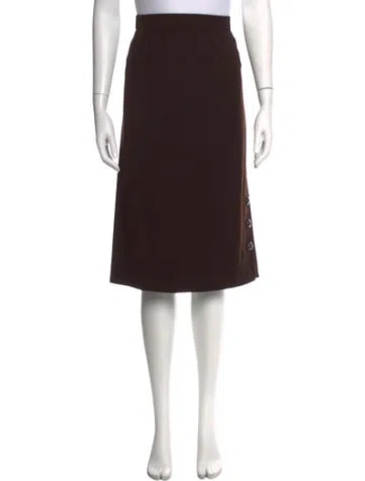 Pre-owned Escada Virgin Wool Midi Length Skirt In Brown